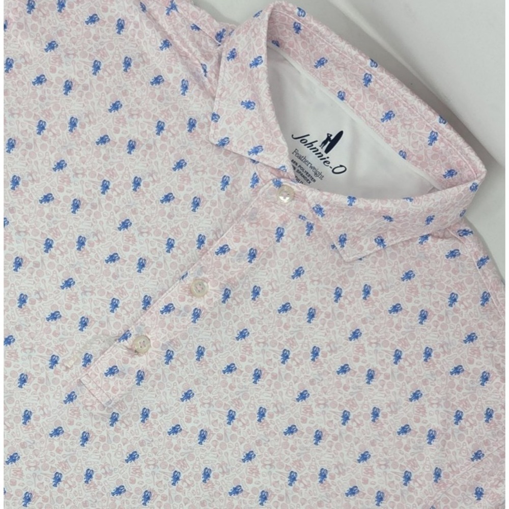 Johnnie-O Featherweight Golf Polo Shirt Mens Medium Low Country Azalea Pink NWOT
